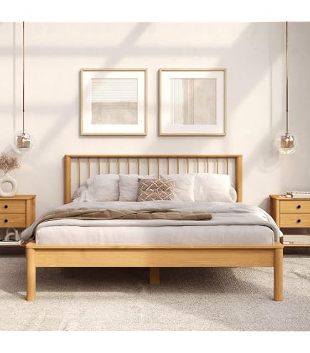 IDIMEX Cama Queen de Madeira Moderna Apoana Madeirado com